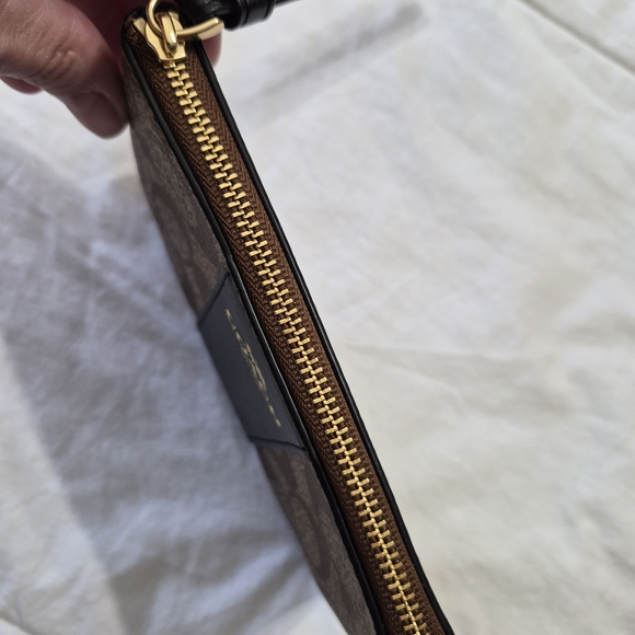Coach Signature Brown and Black Wristlet